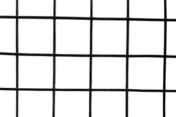 The texture of the metal mesh on a white background. Torn steel, metal mesh with holes