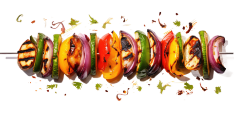 grilled vegetable skewer, vegetarian, vegan, barbecue, BBQ, isolated