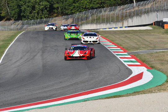 Scarperia, 29 September 2023: Ferrari 488 of team Af Corse drive by Acosta Ray and Negri Oswaldo in action during practice of Italian Championship at Mugello Circuit. Italy.