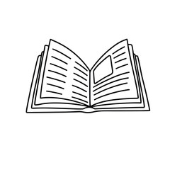 Doodle book isolated on white background. Outline book. Hand drawn vector art.