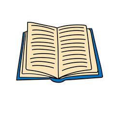 Doodle book isolated on white background. Outline book. Hand drawn vector art.