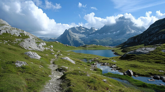 A photo depicting the thrill of exploring the untamed wilderness in the heart of the Alps