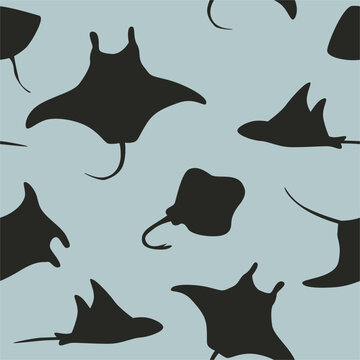 seamless stingray silhouette pattern vector
