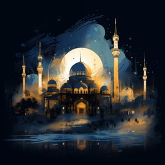 Abstract Islamic card dark background