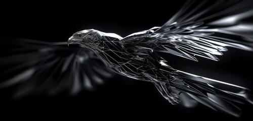 Stylized polygonal eagle with glowing accents.