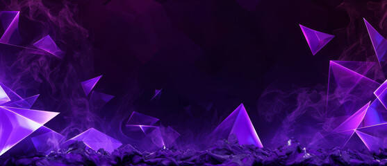 Floating purple shards in a smoky abstract setting.