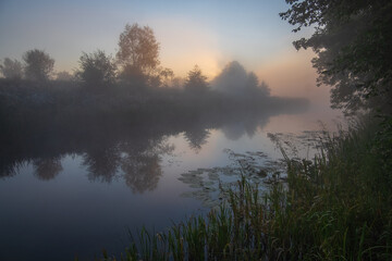 Fototapeta premium morning mist on the river
