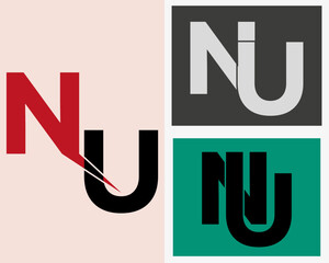 NEW BEST NU creative initial latter logo.NU abstract.NU latter vector Design.NU Monogram logo design .company logo