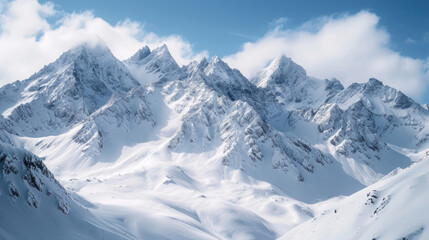 Fototapeta na wymiar The serene beauty of the Alps adorned with pristine snow covering the towering peaks
