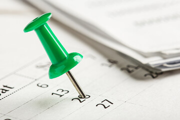 Important date and calendar appointment. pin on calendar.