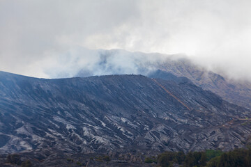 Volcanic landscape in the crater of Mount Bromo, Java, Indonesia