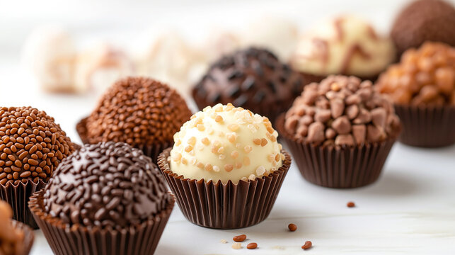 Brigadeiro gourmet candy on a white table