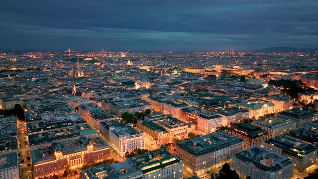 Aerial: Moving Toward and Over St. Stephen's Cathedral in Vienna, Austria