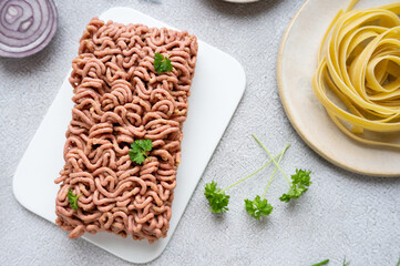 Food to reduce carbon footprint, plant-based meat minced.