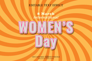 happy women's day card, vector 3D editable text effect template
