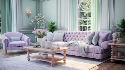 Tranquil lavender and mint green merge seamlessly, crafting an HD masterpiece of serenity and beauty