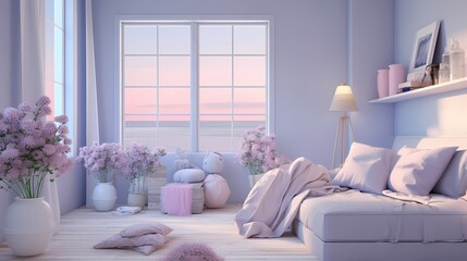 Tranquil pastel blues and soft lavender intermingle, crafting a serene and visually pleasing HD scene