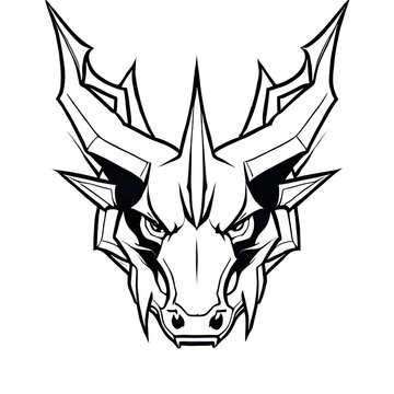 White and Black Dragon Bull Clip Art Dragon Head Illustration Dragon Head Drawing Dragon Sketch