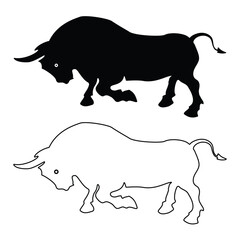 Black Bull Vector Art with bull outline art for Your Next Project