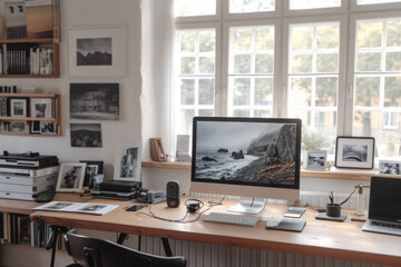 A freelancer's workplace with a computer at home
