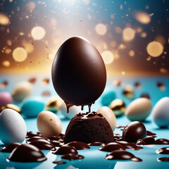 Chocolate easter egg splash