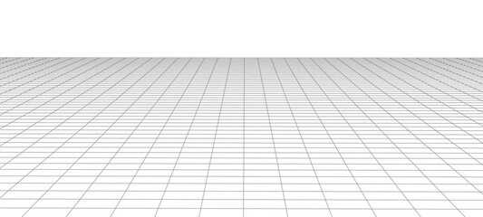 Abstract perspective background. 3D wireframe vector mesh on white background. - obrazy, fototapety, plakaty