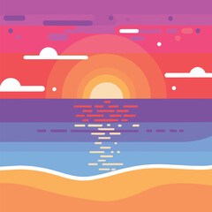 Beautiful abstract sunset beach scenery vector