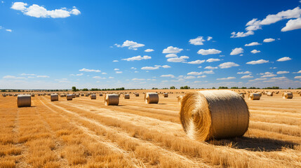 Hay Bales in the Sun. A Rural Landscape