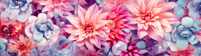 Fototapeta premium Abstract Floral Banner. Vivid Background. AI Generated