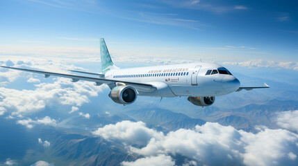 Obraz premium Airplane flying above clouds