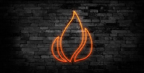 Neon fire icon. Elements in neon style icons. Simple neon flame icon for websites, web design,...