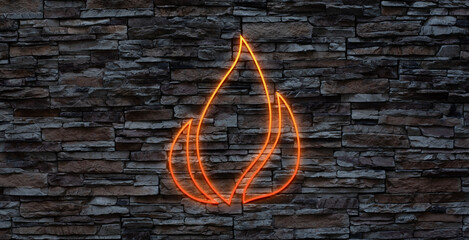 Neon fire icon. Elements in neon style icons. Simple neon flame icon for websites, web design,...