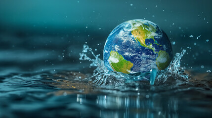 Earth in water splash