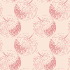Apples pattern hand drawing. Vector illustration. For print.