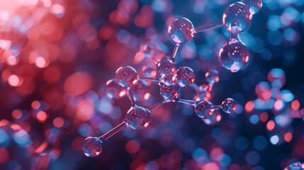 Molecular structure of a pharmaceutical compound, atoms and molecules, dynamic and dramatic compositions, with copy space - obrazy, fototapety, plakaty