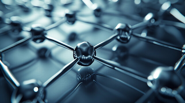 A network of carbon atoms in a diamond lattice structure, atoms and molecules, dynamic and dramatic compositions, with copy space