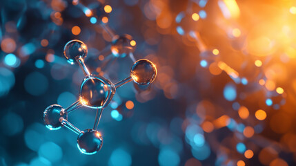 A detailed view of a molecule undergoing a catalytic reaction, atoms and molecules, dynamic and dramatic compositions, with copy space - obrazy, fototapety, plakaty