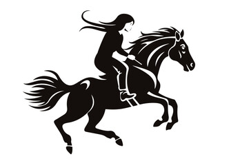 Girl horse rider, silhouette