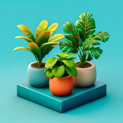 Flowers composition in 3d style, vibrant colors, Generative AI