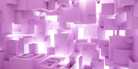 Room Filled With Numerous White Cubes 3d render illustration