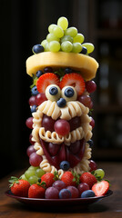 Funny Clown Face on a Fruit Cake