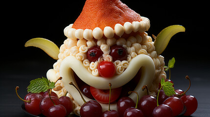Funny Clown Face on a Fruit Cake