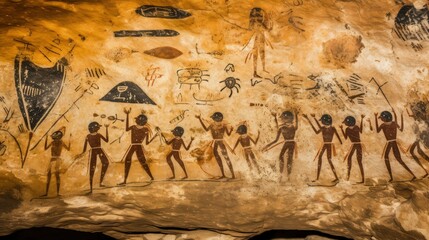 Group of People Standing Together in a Cave