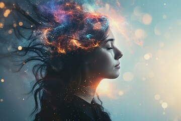 Woman Developing Her Emotional Intelligence. Concept Exploring the Mind