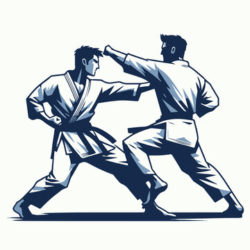 silhouette of a karate sparring 