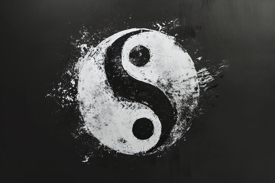Yin Yang sign on black background