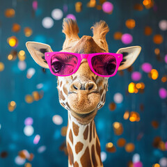 portrait of giraffe at the party, AI generated