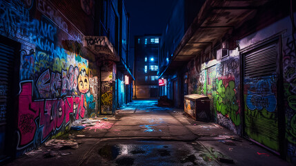 Dark Gritty Alleyway. AI Generated