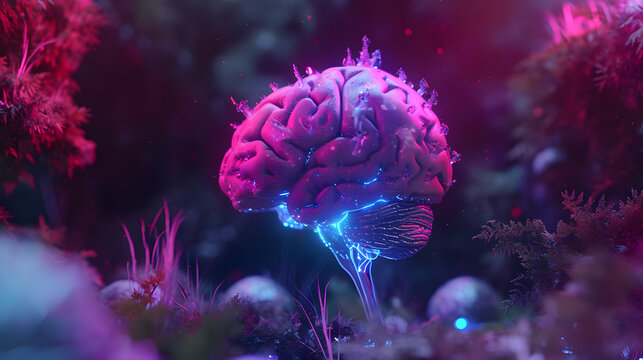 Brain activity, kaleidoscopic, Clowncore, diorama, close-up, Substance 3D, Grainy, Mosaic, Chromatic palettes colors, Health Goth, glow in the dark lighting, Ultra-
