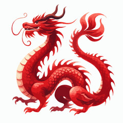 watercolor illustration isolated red dragon on white